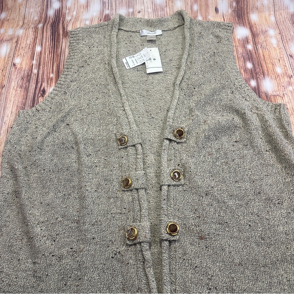 CJ Banks Tan/Confetti Open View Vest Women’s Size 2X - Picture 6 of 13